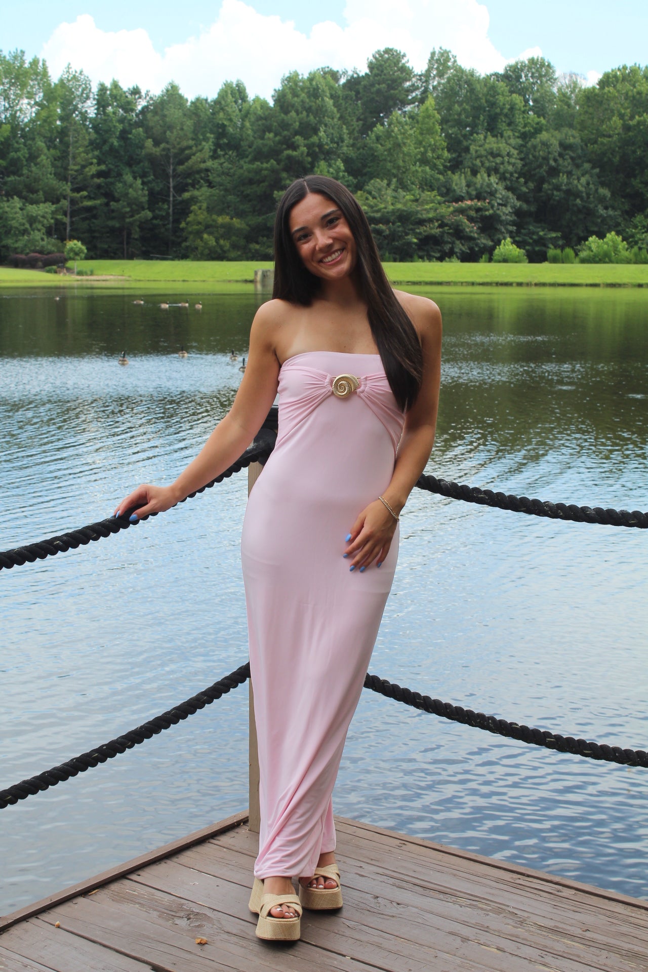 Light Pink Strapless Maxi Dress