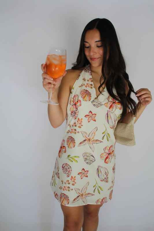Seashell Shore Halter Mini Dress