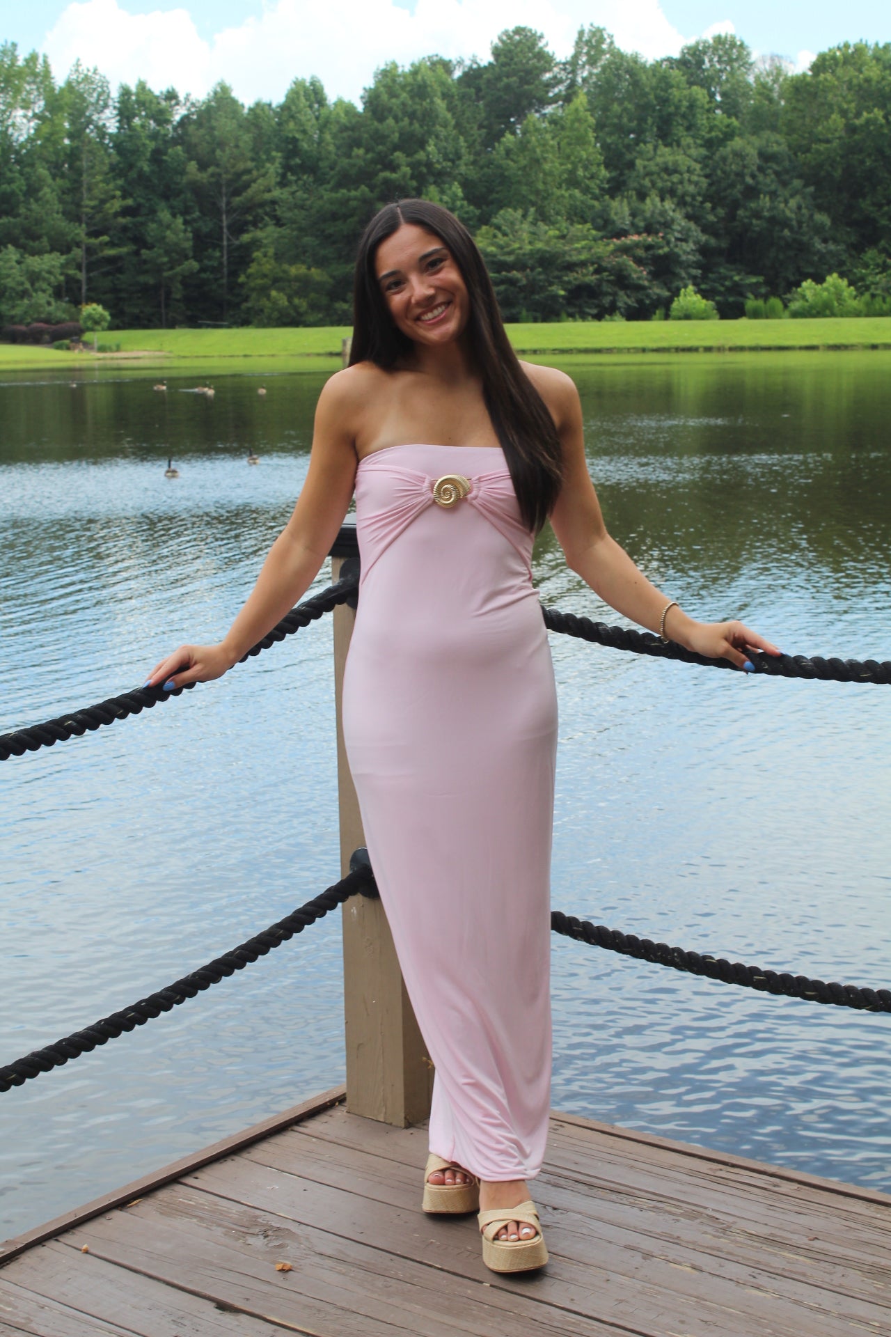 Light Pink Strapless Maxi Dress