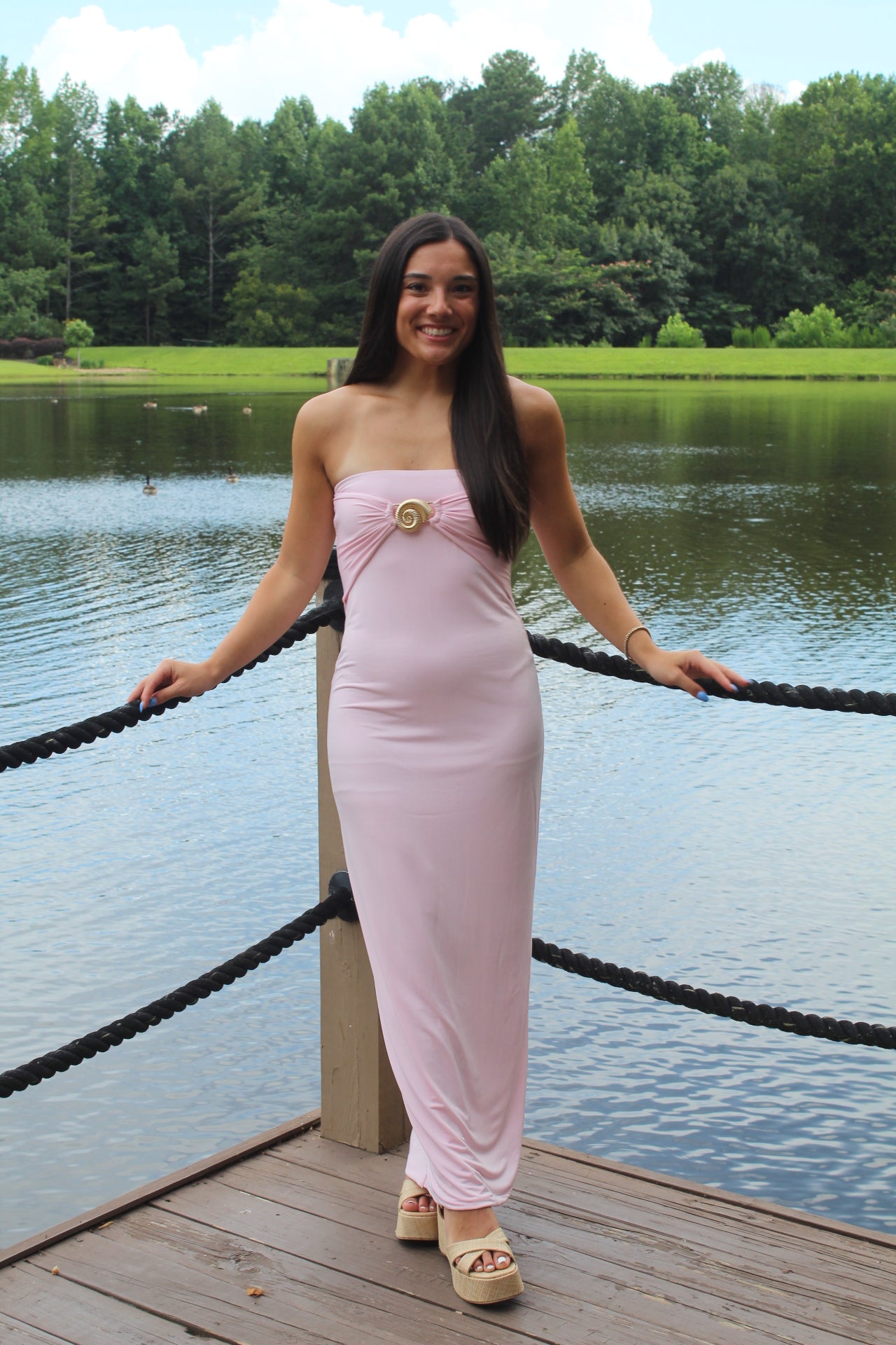 Light Pink Strapless Maxi Dress