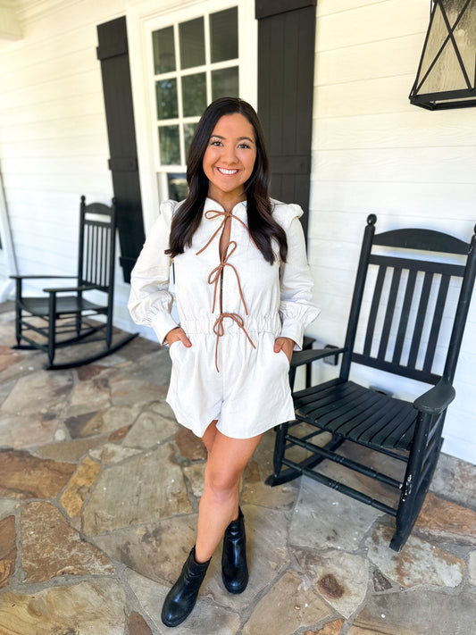 Chestnut Bow Tie Romper