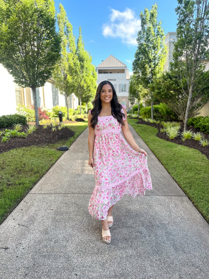 Pink Blossom Midi Dress